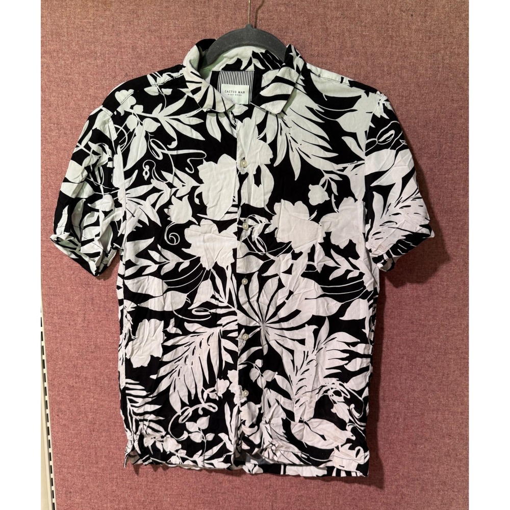 Cactus Man Ricky Singh Hawaiian Shirt Men S Black White Tropical Floral Vacation